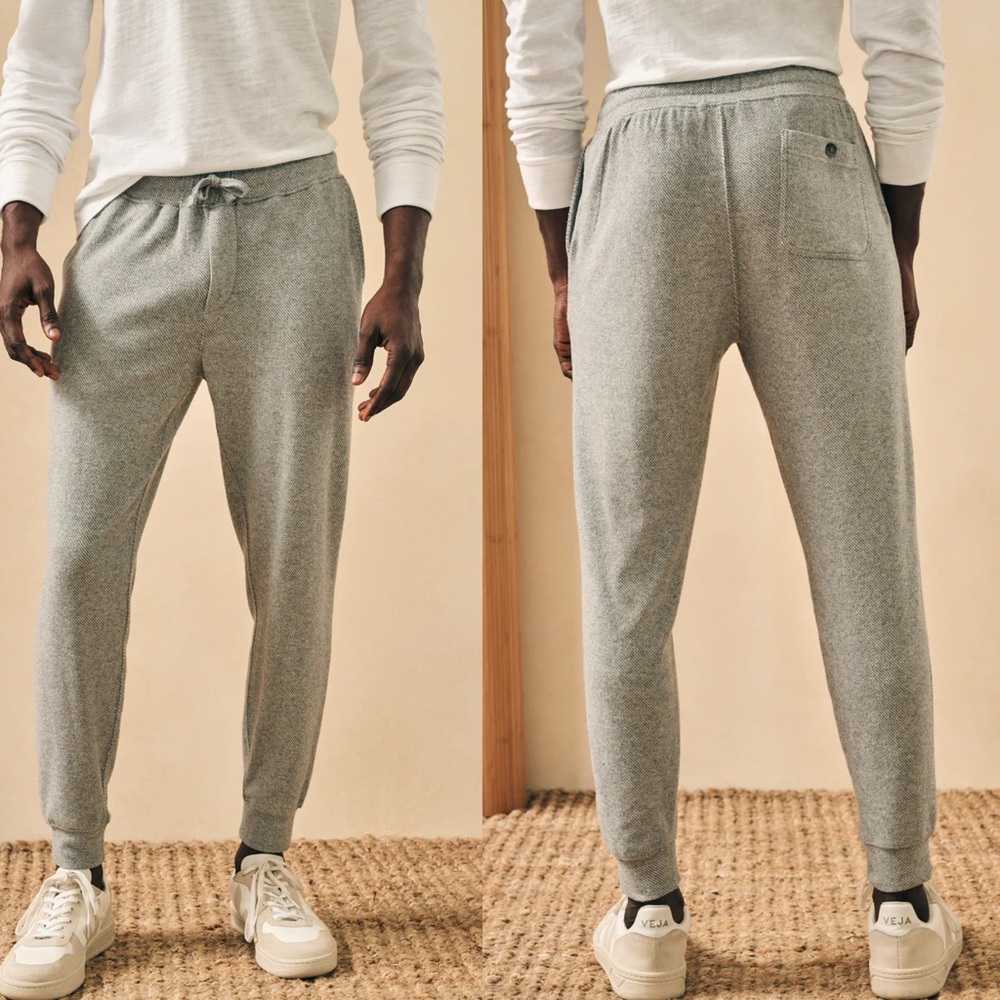 Faherty Legend Joggers Sweatpants Men's Size large  Heathered Grey Twill Pockets